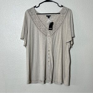 Torrid Women's  Beige Lace Trim Top